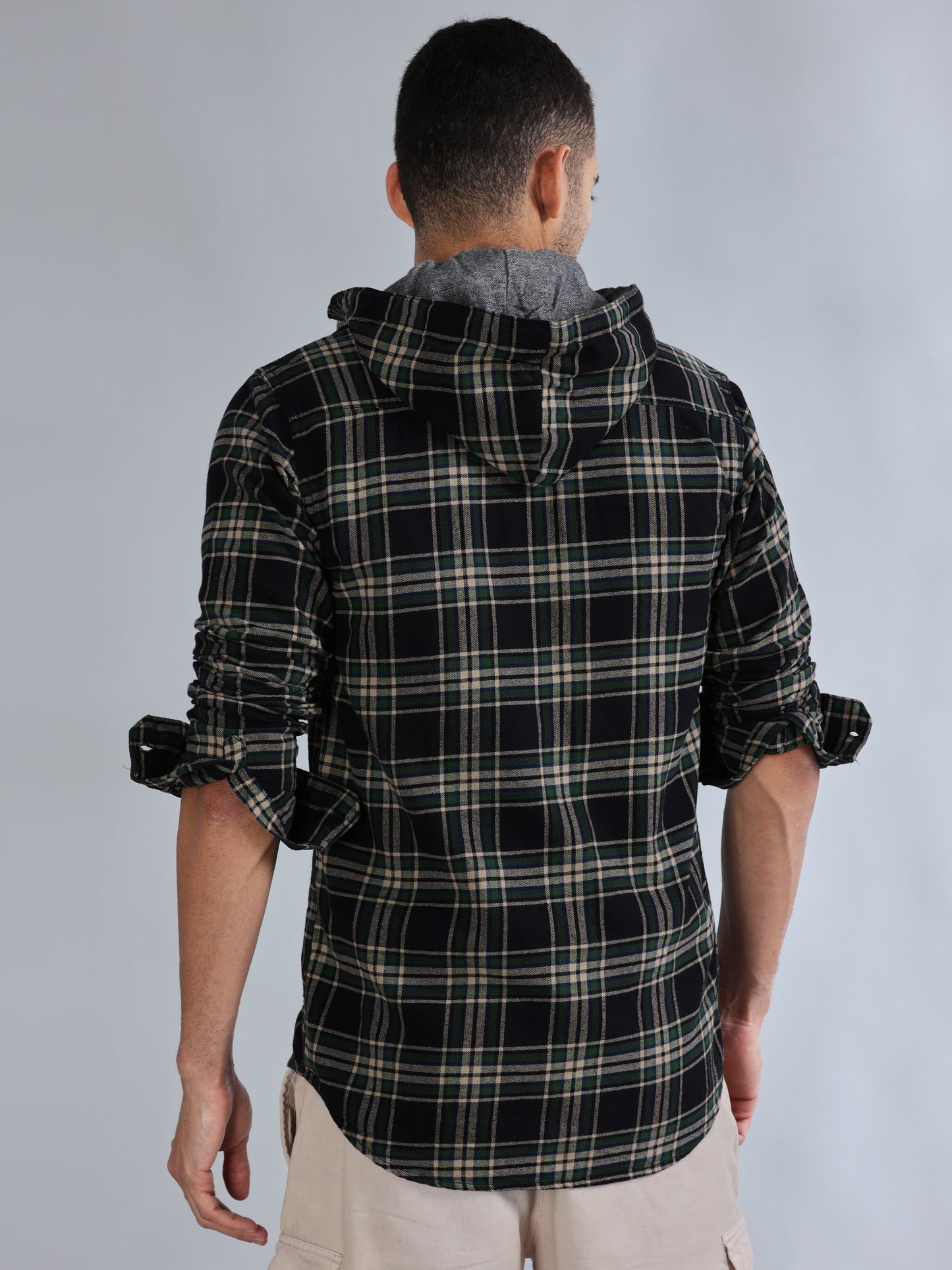 Freetown Black Green Check Hoodie Shirt