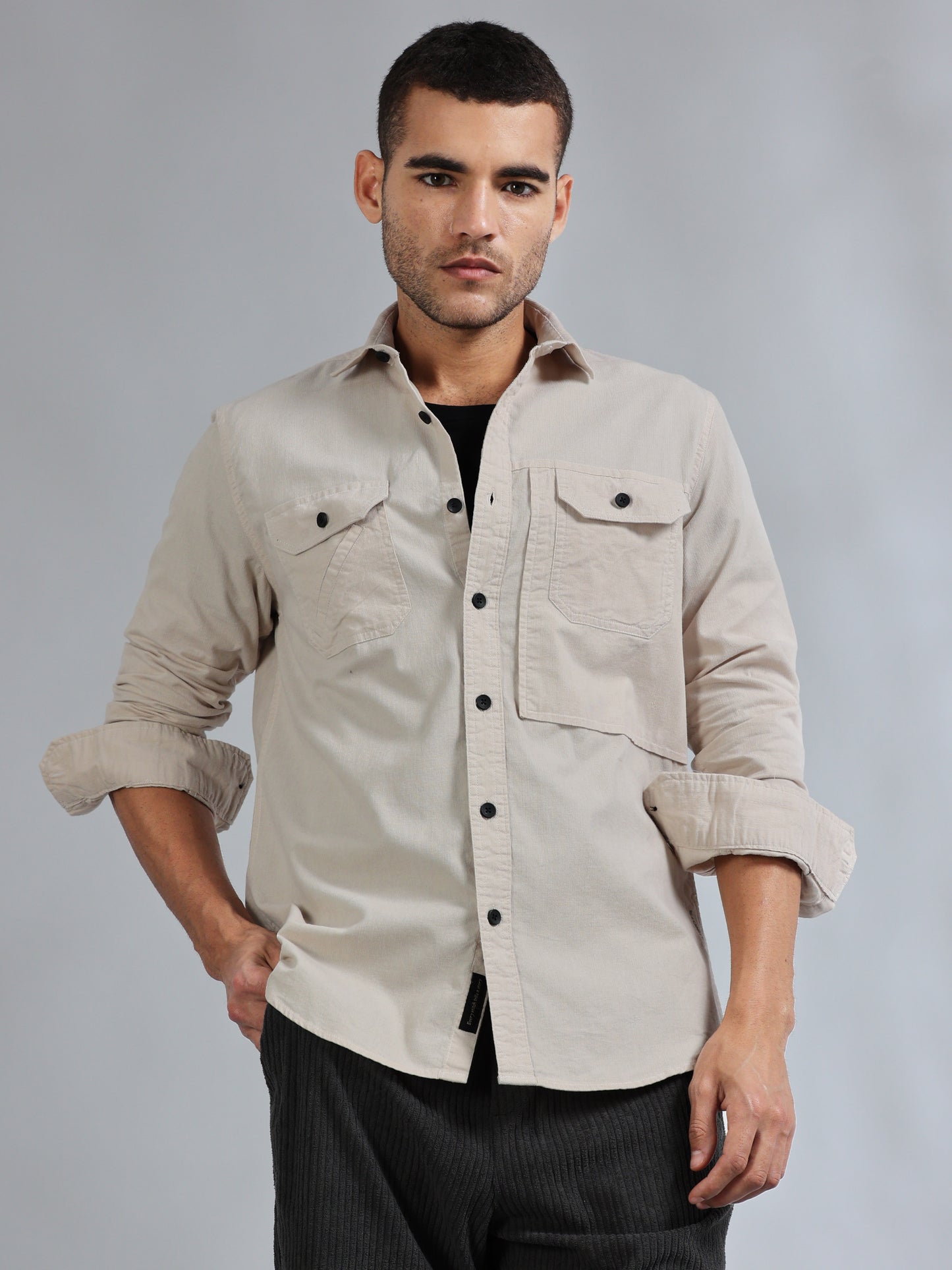 Cordoba Pale Silver Corduroy shirt