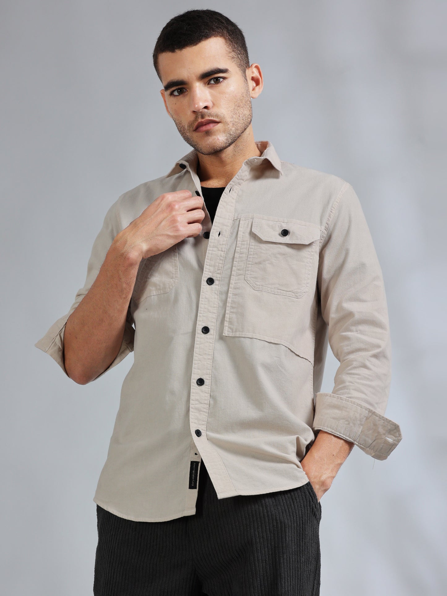 Cordoba Pale Silver Corduroy shirt