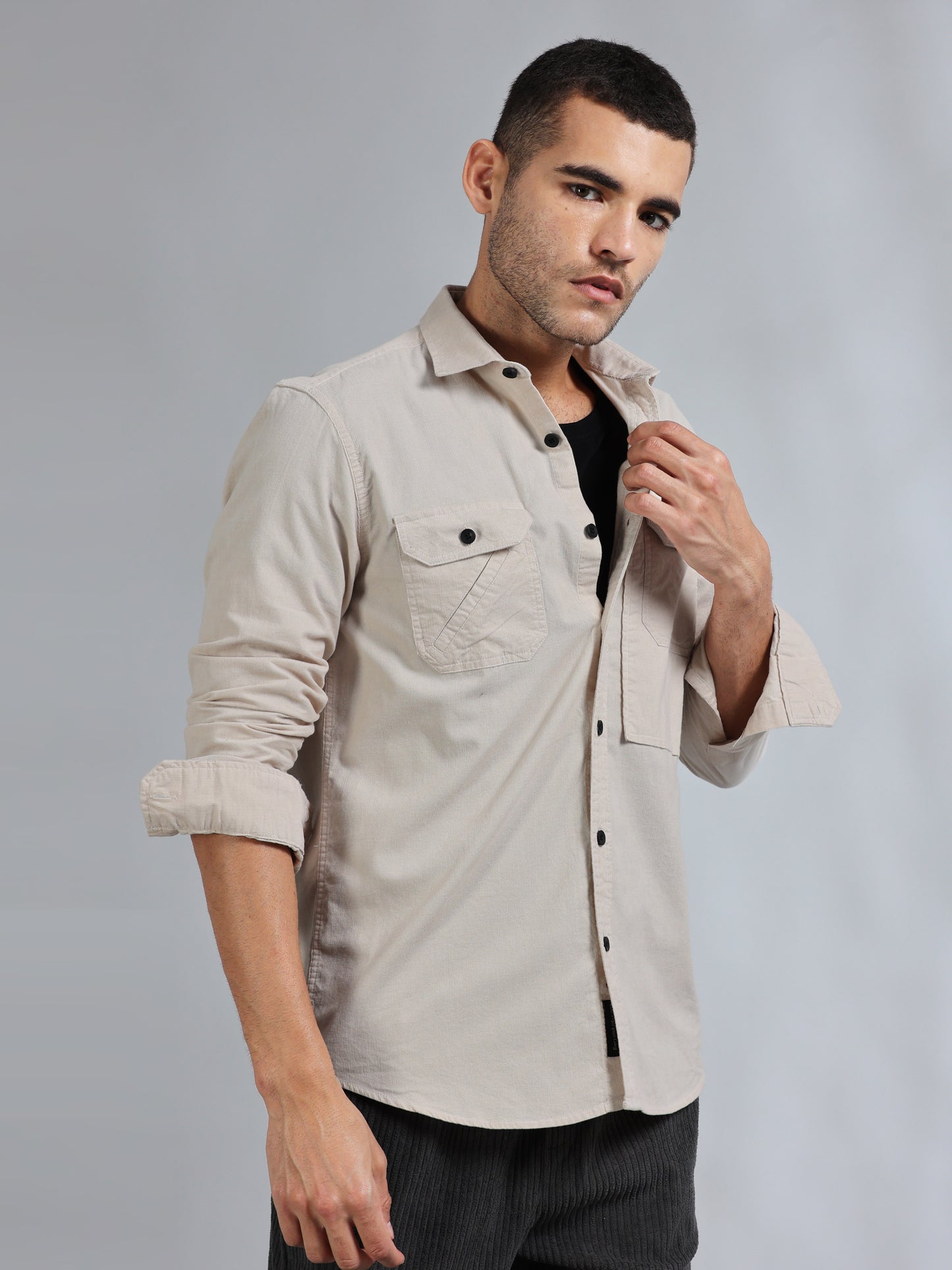 Cordoba Pale Silver Corduroy shirt