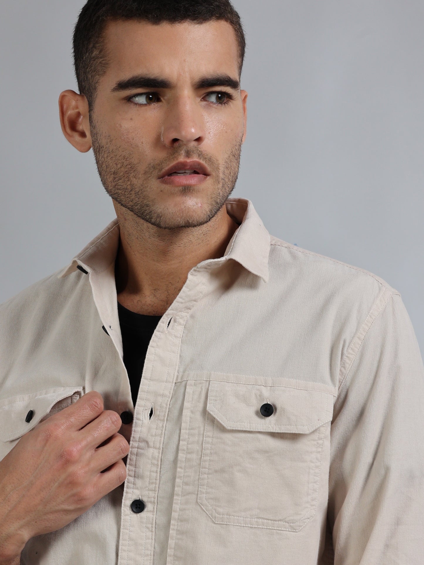 Cordoba Pale Silver Corduroy shirt