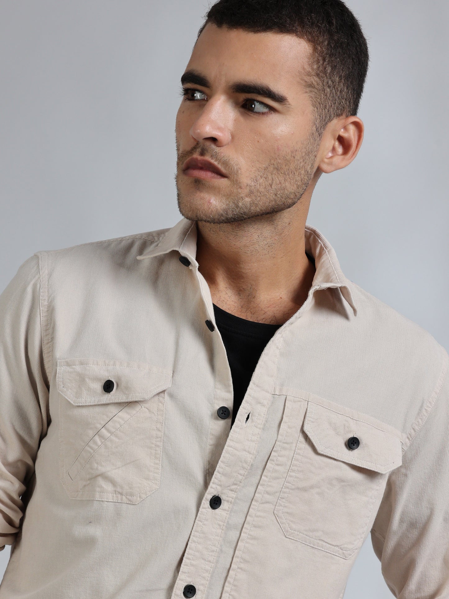 Cordoba Pale Silver Corduroy shirt