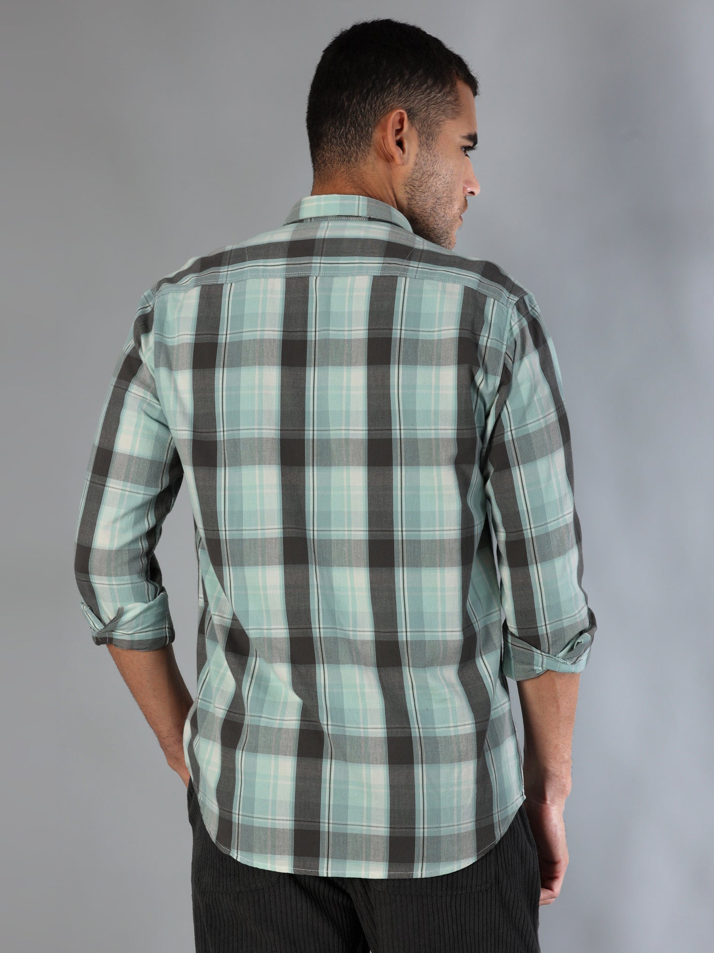 Phoenix Powder Blue Corduroy Check Shirt