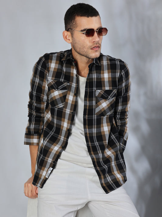 Phoenix Black Grey Corduroy Check Shirt