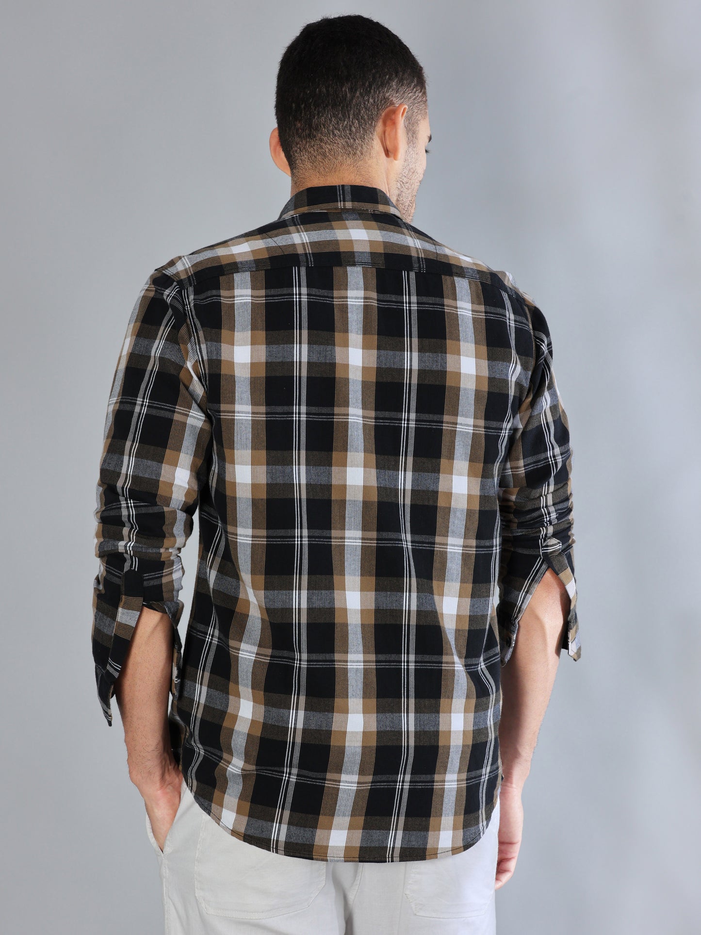 Phoenix Black Grey Corduroy Check Shirt