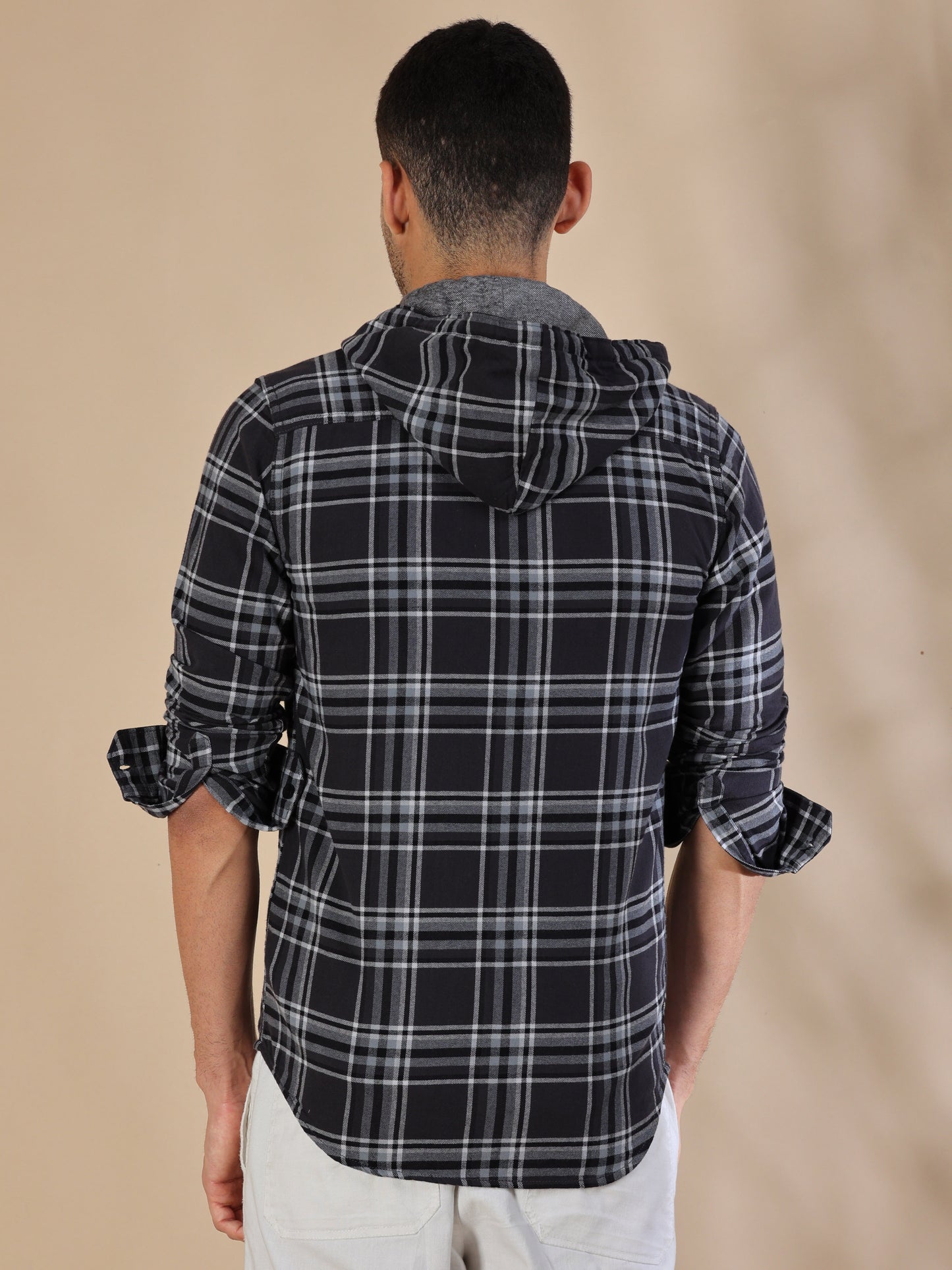 Freetown Black Grey Check Hoodie Shirt