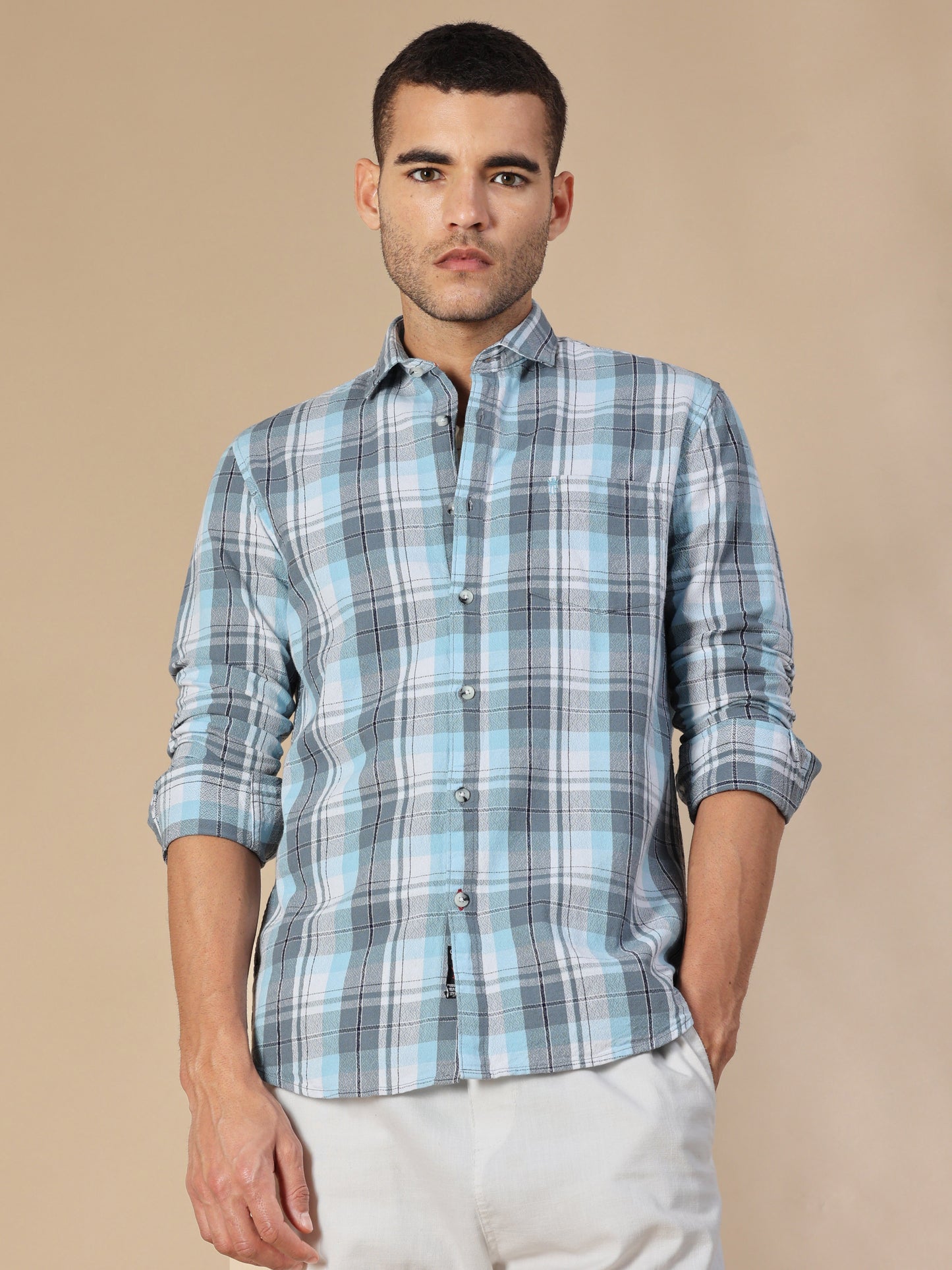 Scuderia Powder Blue Check Shirt