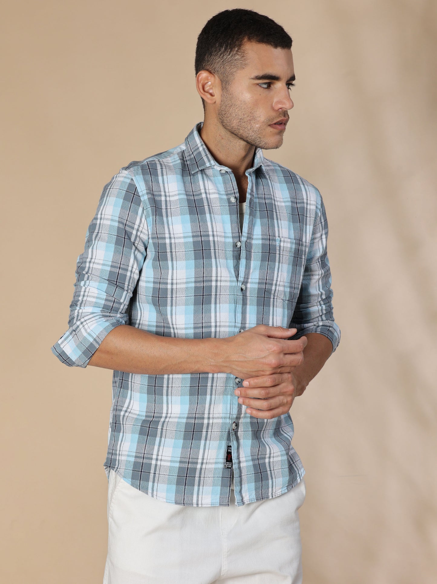 Scuderia Powder Blue Check Shirt