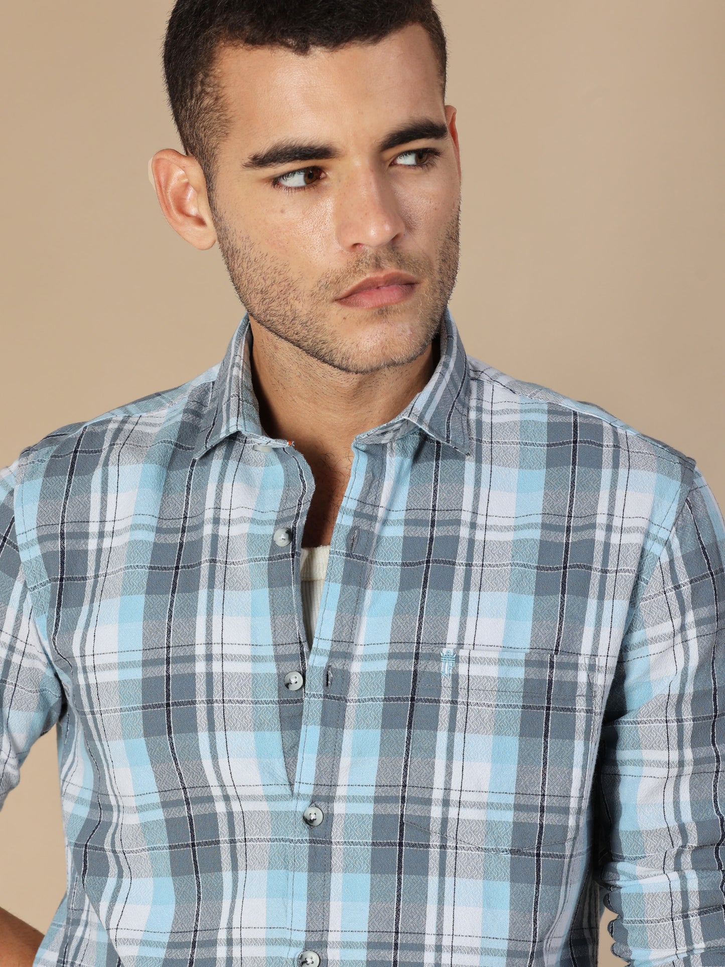 Scuderia Powder Blue Check Shirt