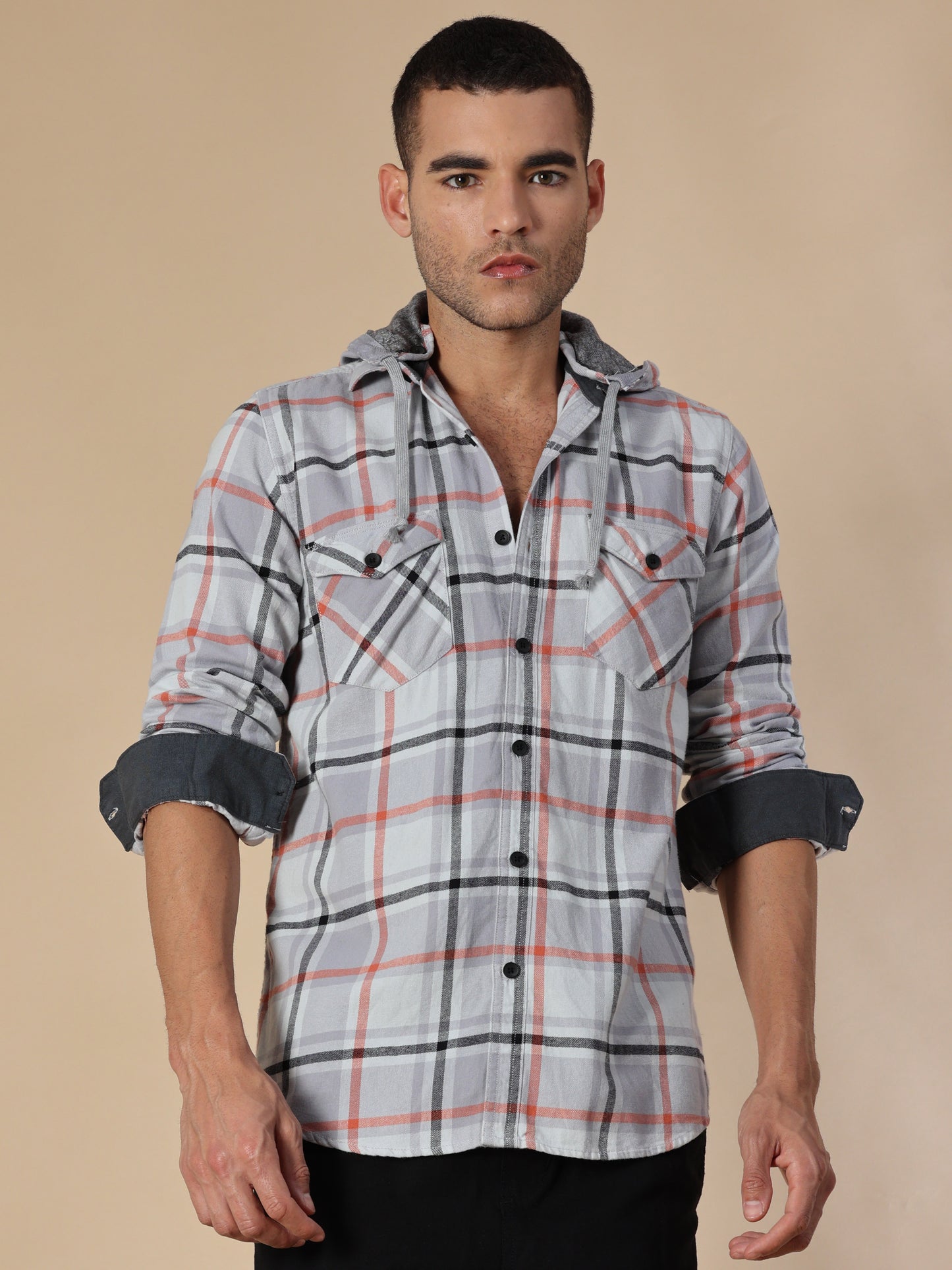 Freetown Grey Orange Check Shirt