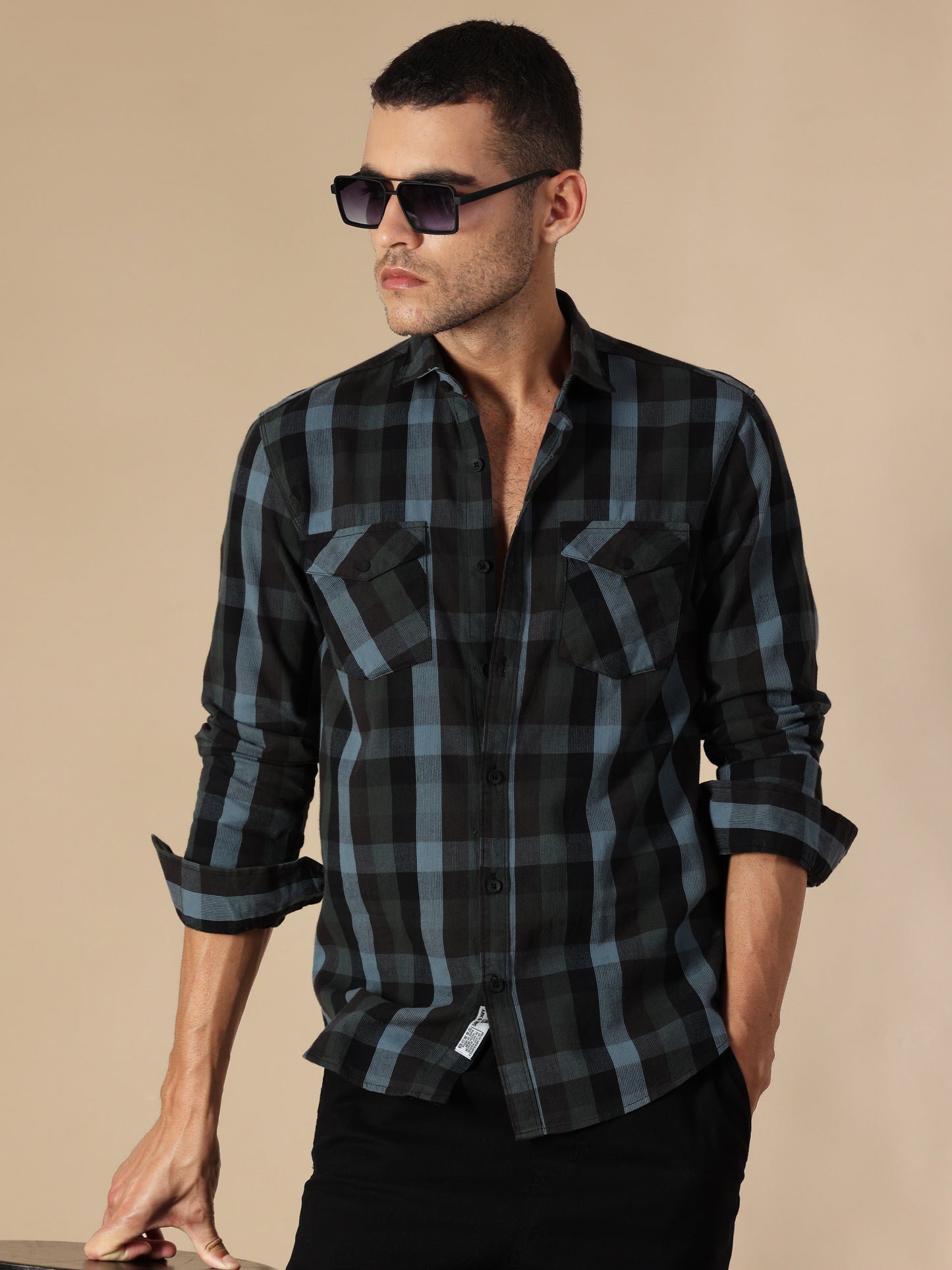 Phoenix Green Black Corduroy Check Shirt