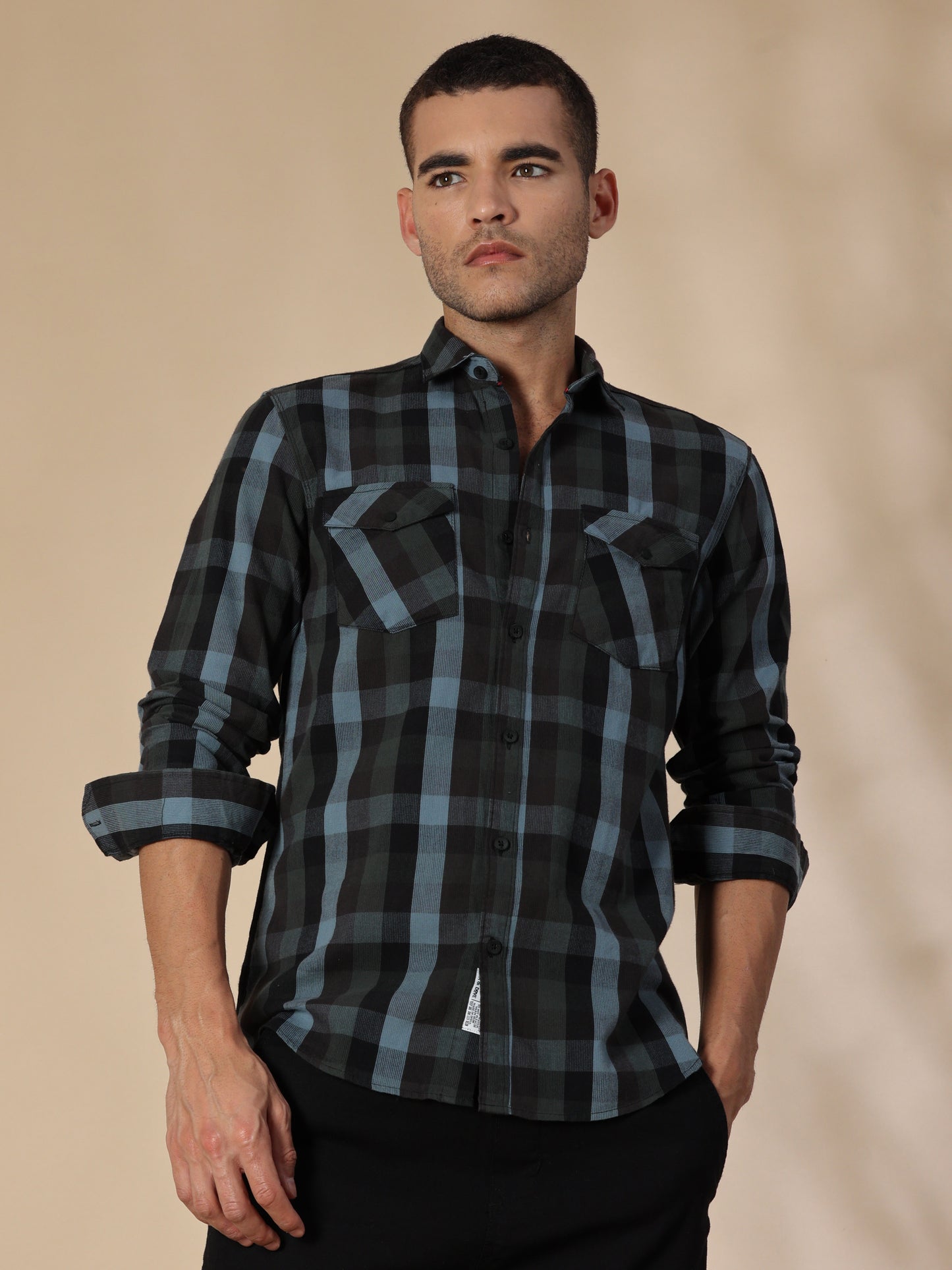 Phoenix Green Black Corduroy Check Shirt