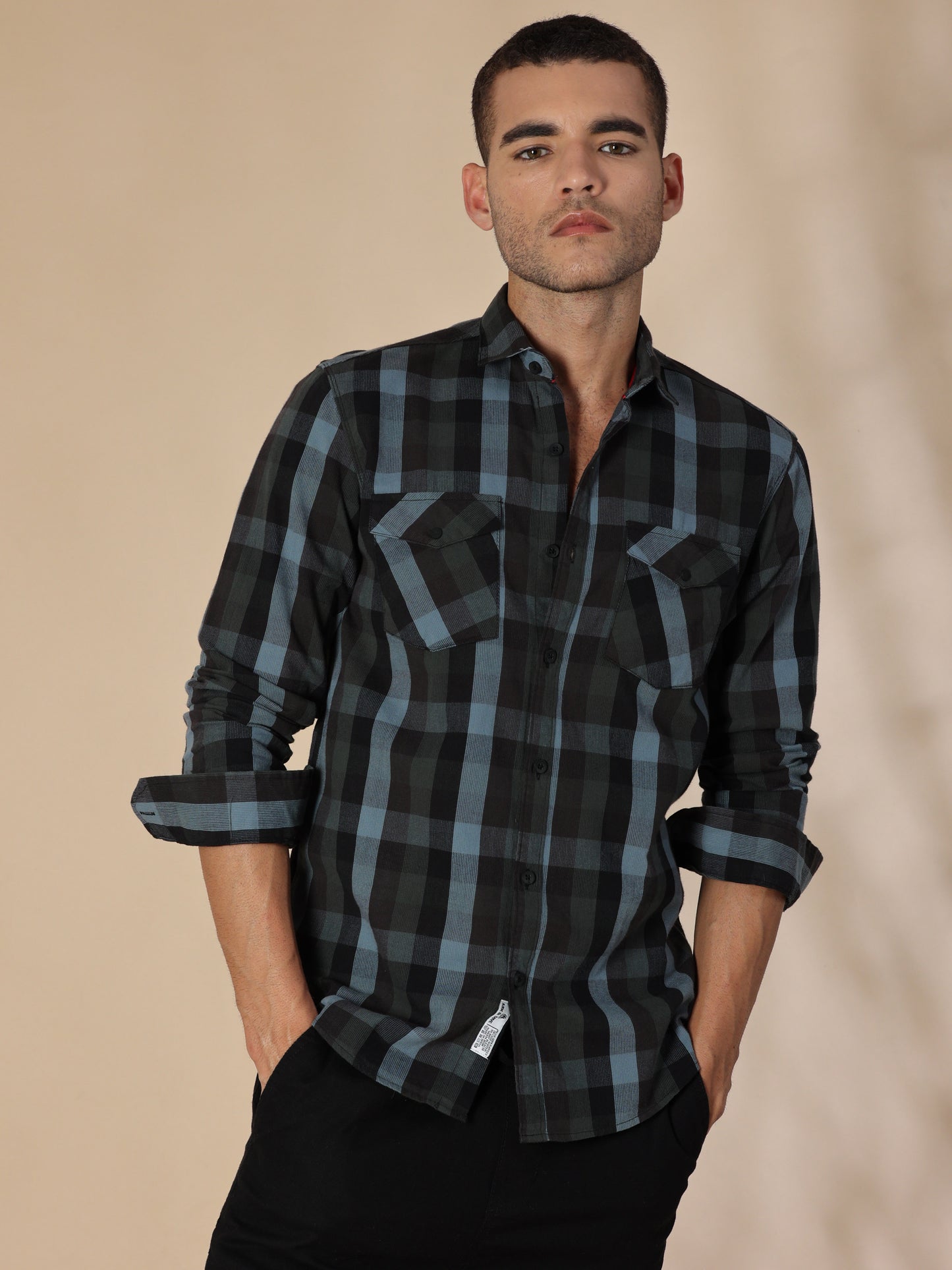 Phoenix Green Black Corduroy Check Shirt