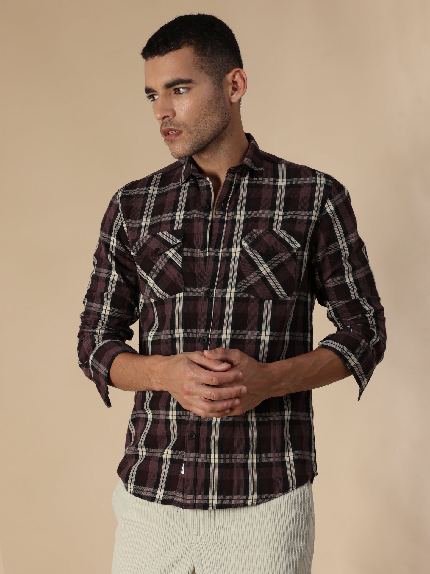 Phoenix Wenge Corduroy Check Shirt