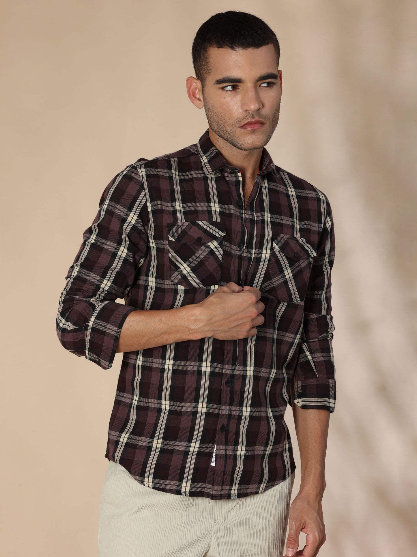 Phoenix Wenge Corduroy Check Shirt