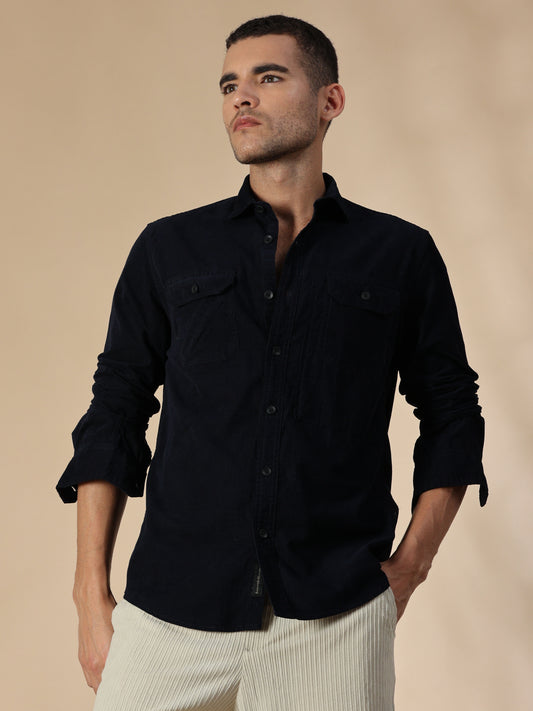 Cordoba Jet Black Corduroy Shirt