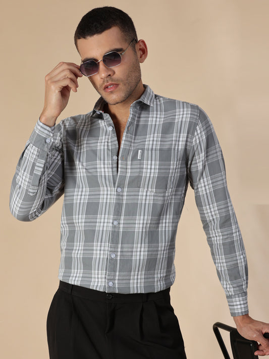 Kobe Grey White Check Shirt