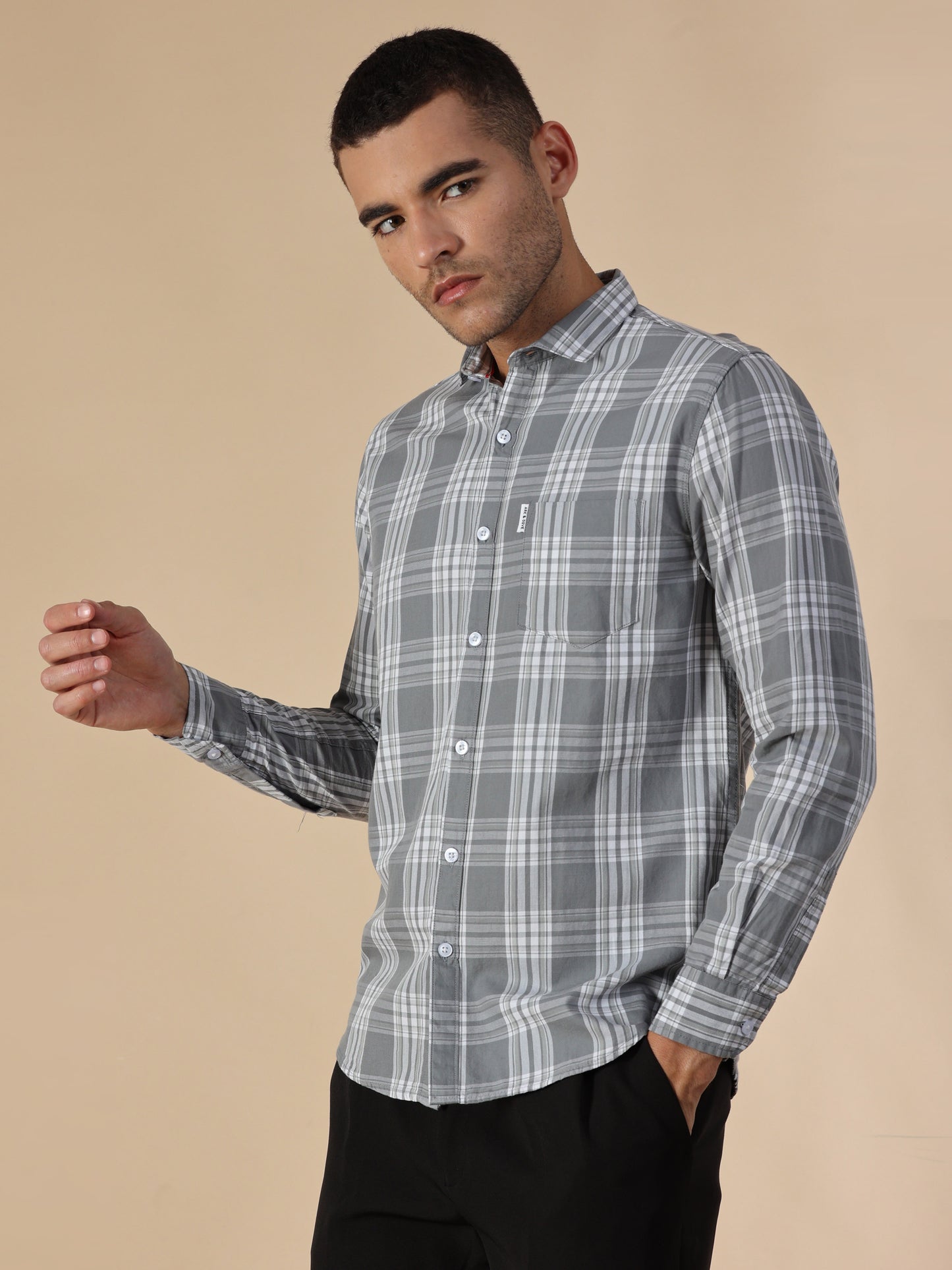 Kobe Grey White Check Shirt