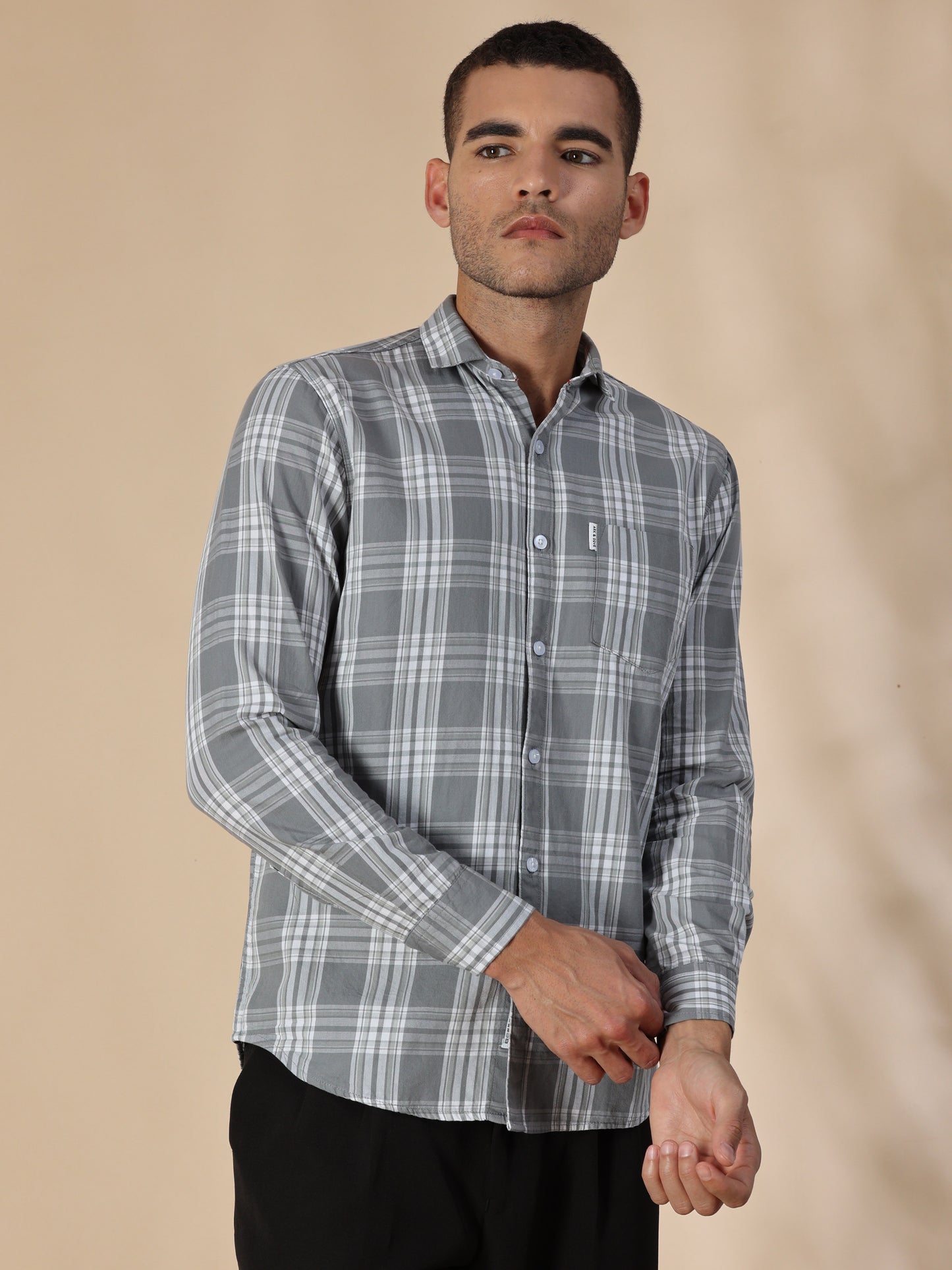 Kobe Grey White Check Shirt