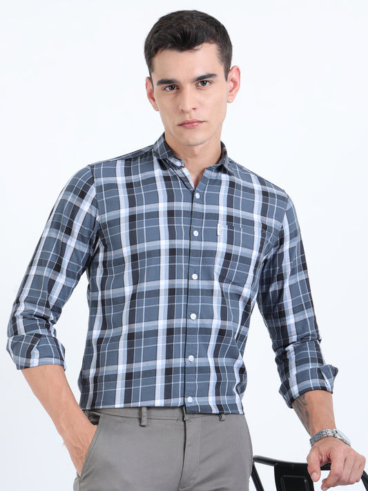 Kobe Greyish Blue Check shirt