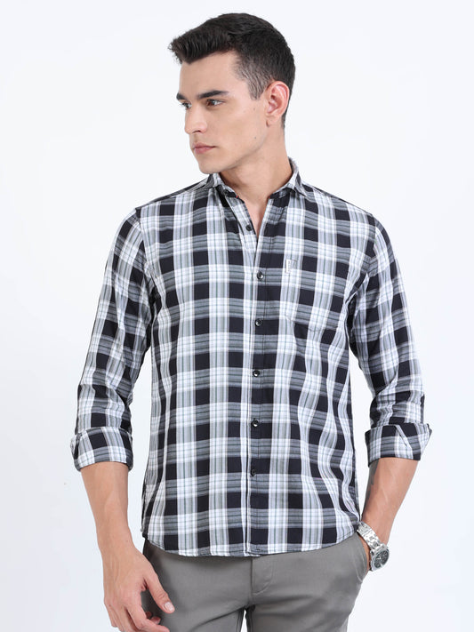 Kobe Alice Blue And Black Check Shirt