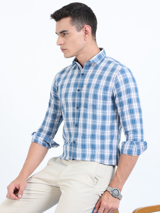 Kobe Blue and White Check Shirt