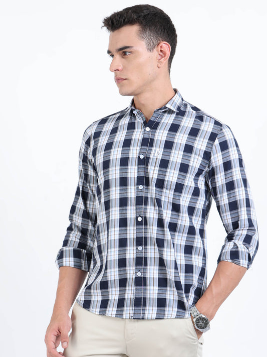 Kobe Dark Grey Blue Check Shirt