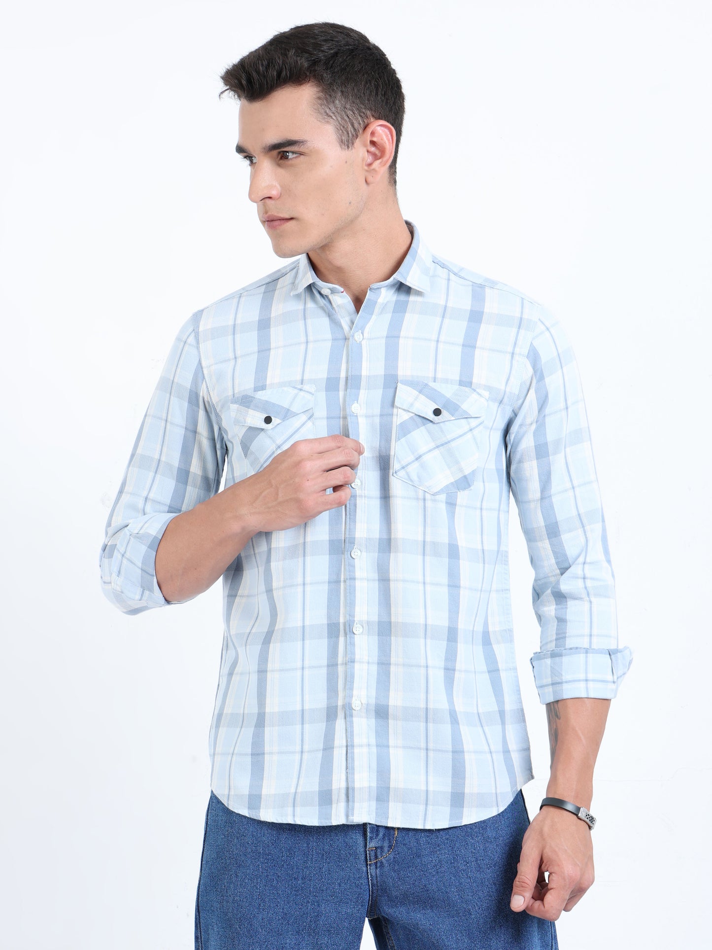 Phoenix Link Water Blue Check Shirt