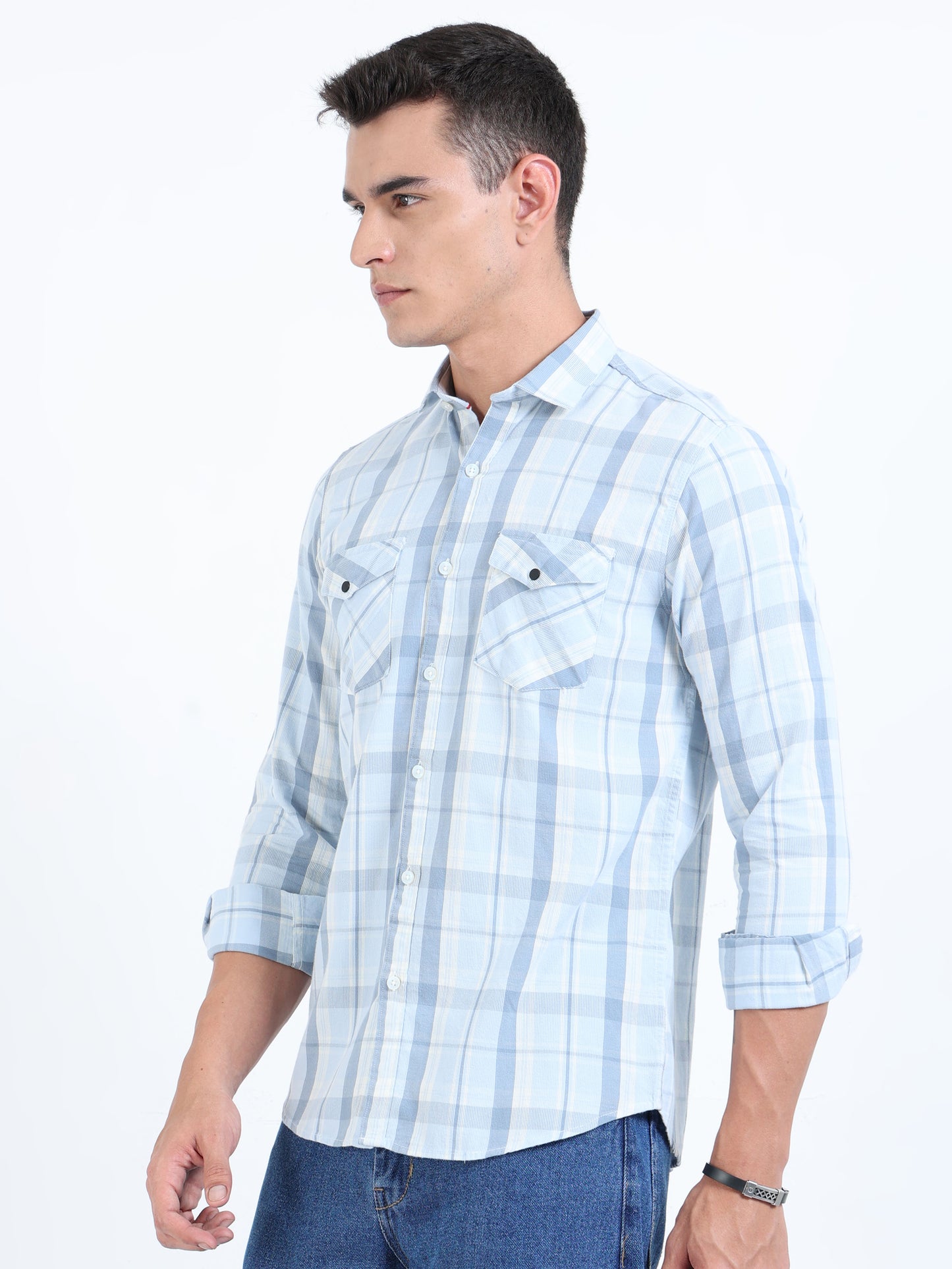 Phoenix Link Water Blue Check Shirt