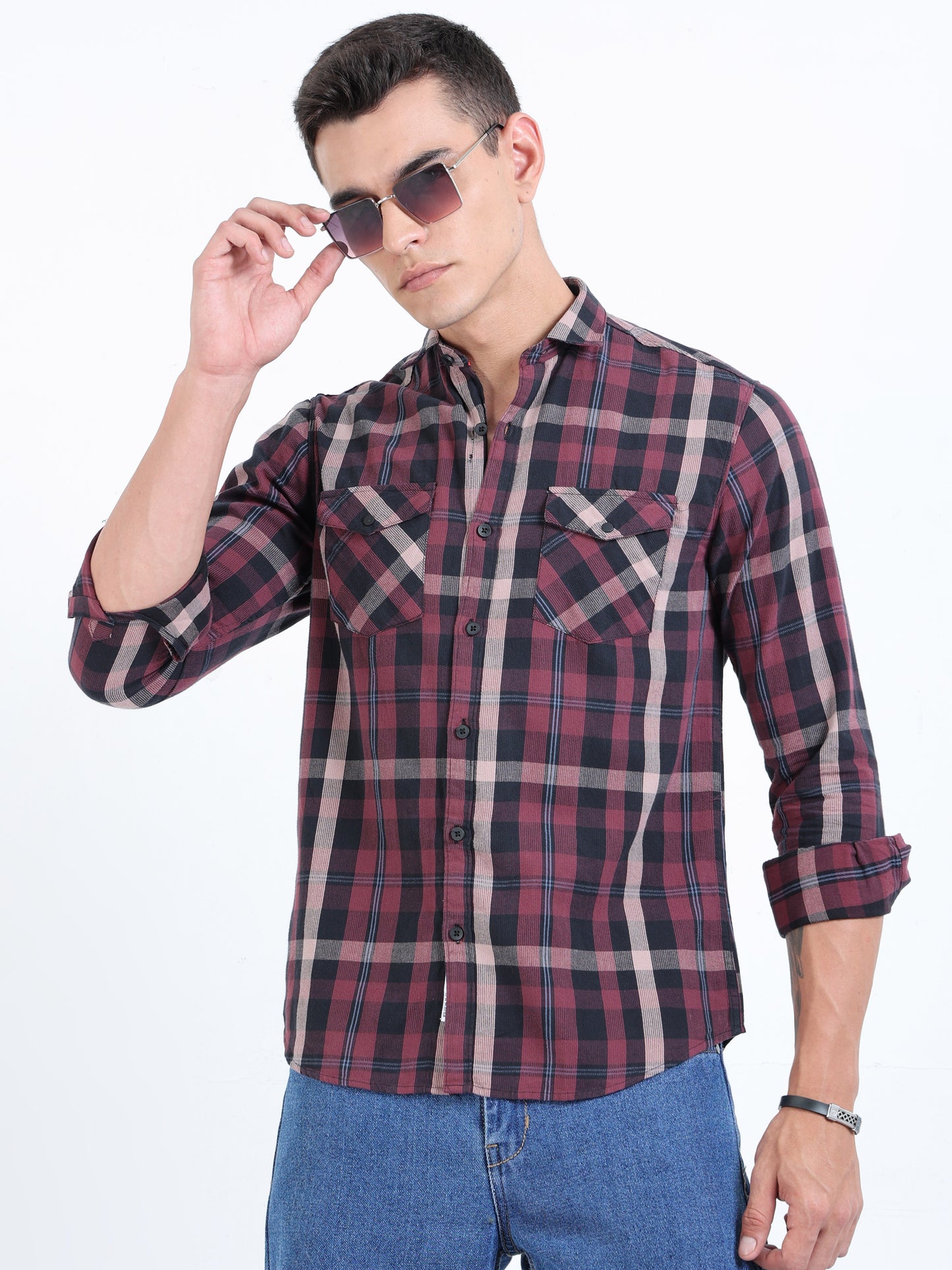 Phoenix Dark Mauve Check Shirt