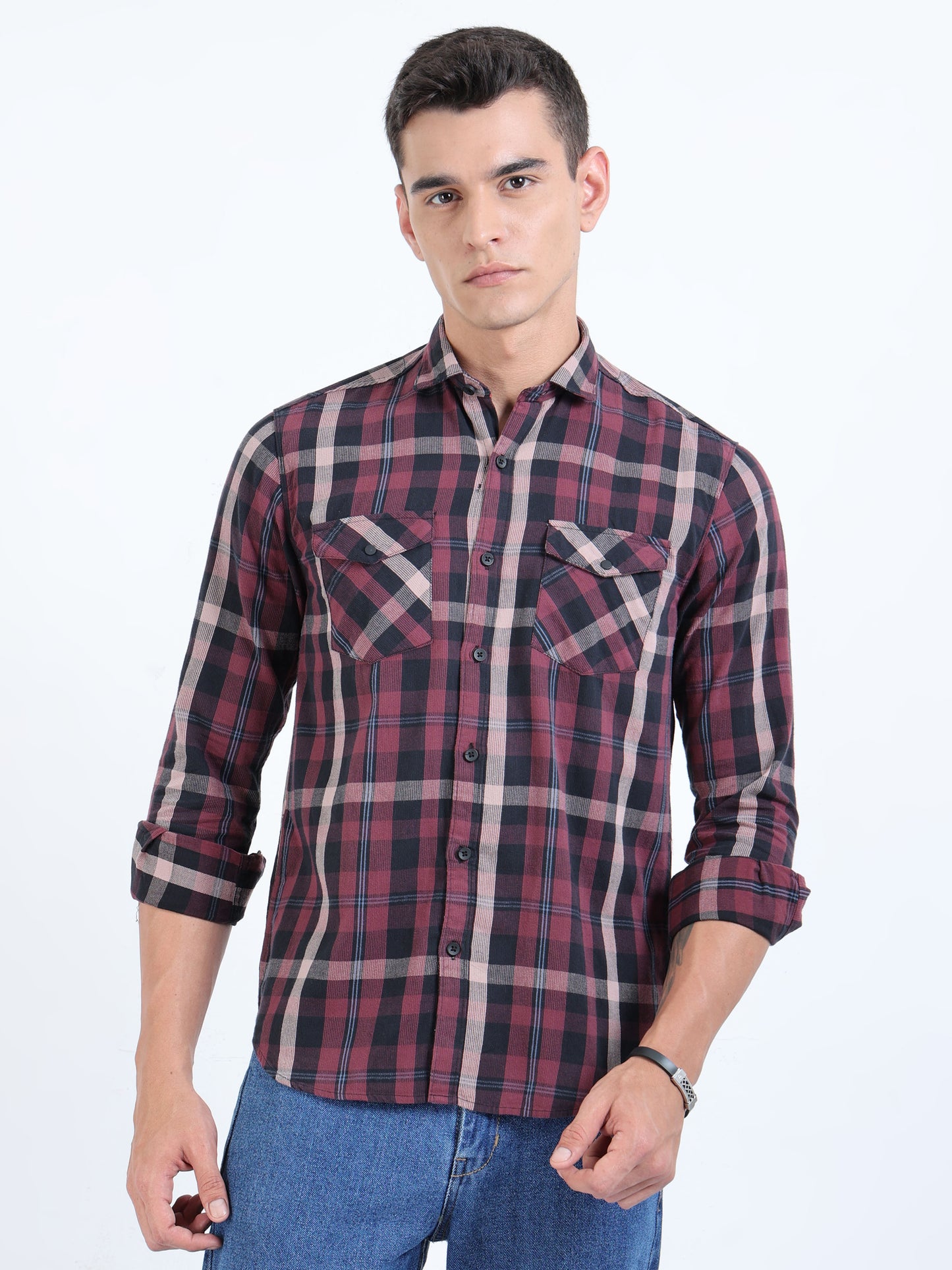 Phoenix Dark Mauve Check Shirt