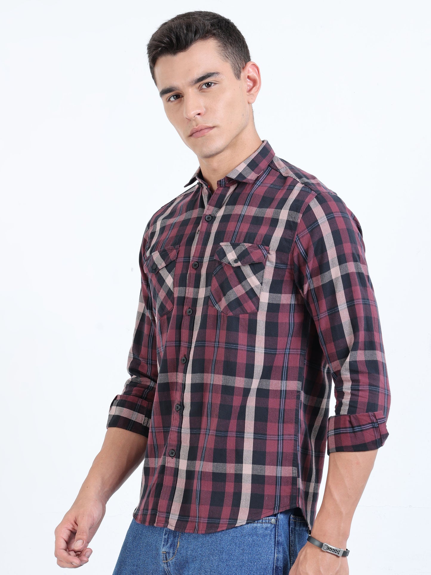 Phoenix Dark Mauve Check Shirt