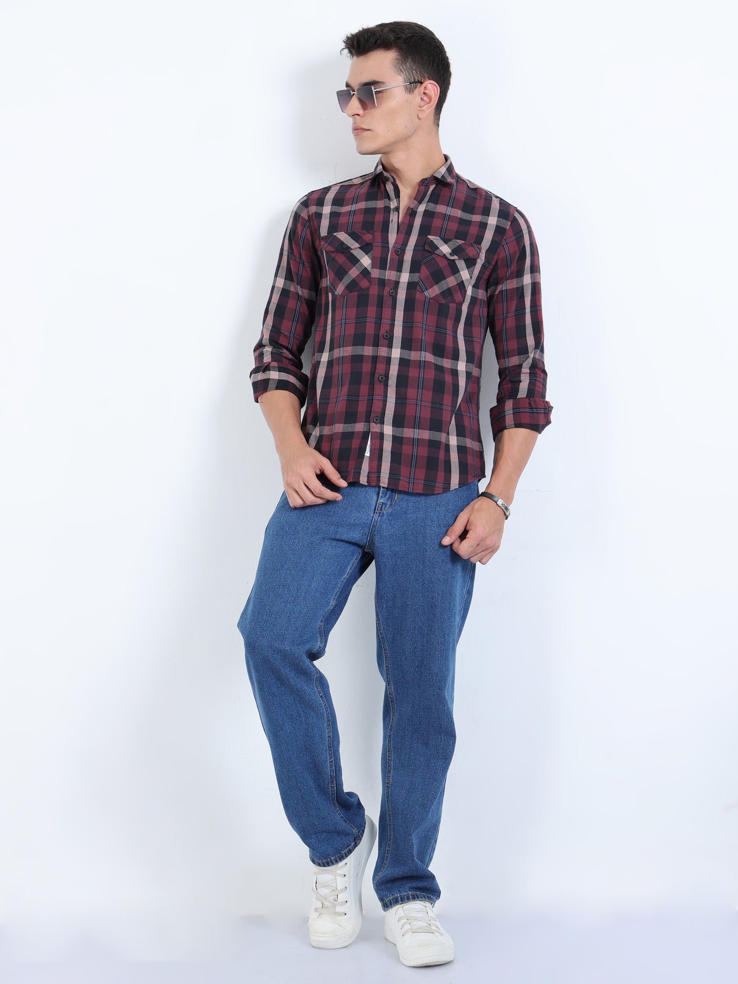 Phoenix Dark Mauve Check Shirt