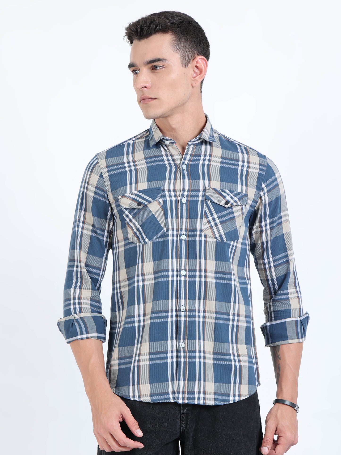 Phoenix Metalic Blue Check Shirt