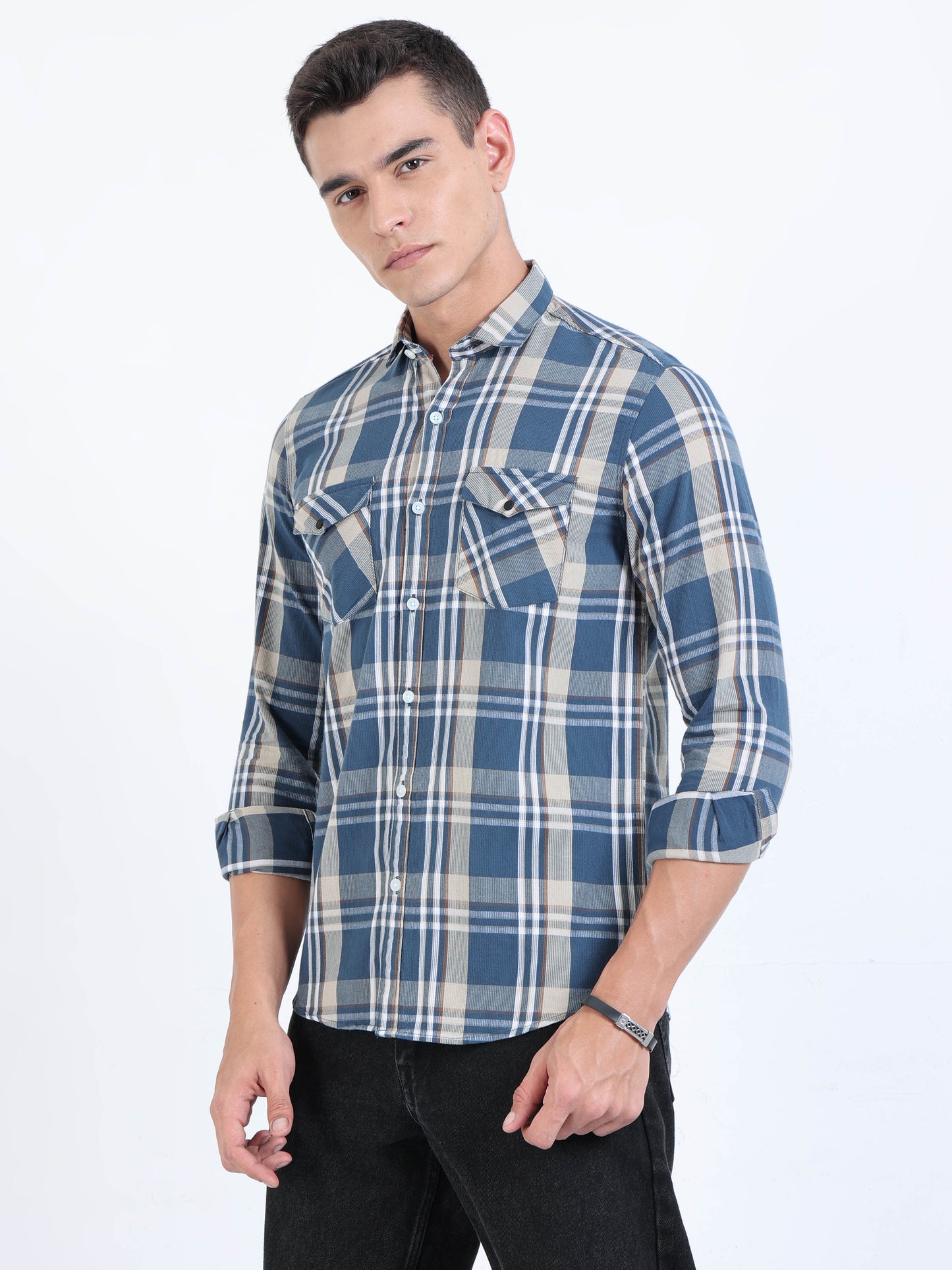 Phoenix Metalic Blue Check Shirt