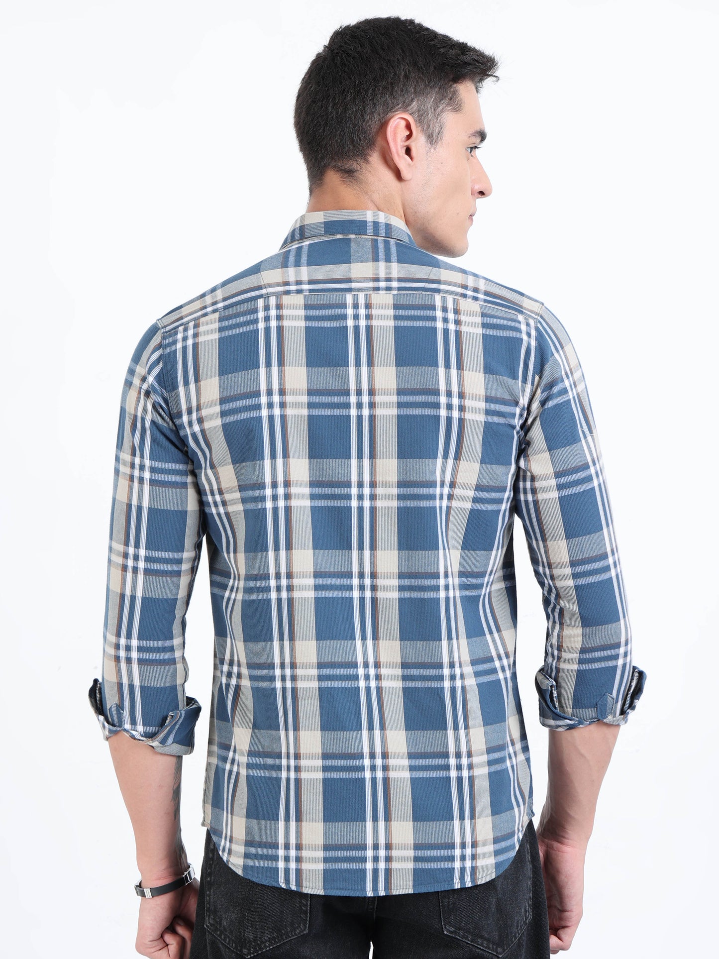 Phoenix Metalic Blue Check Shirt