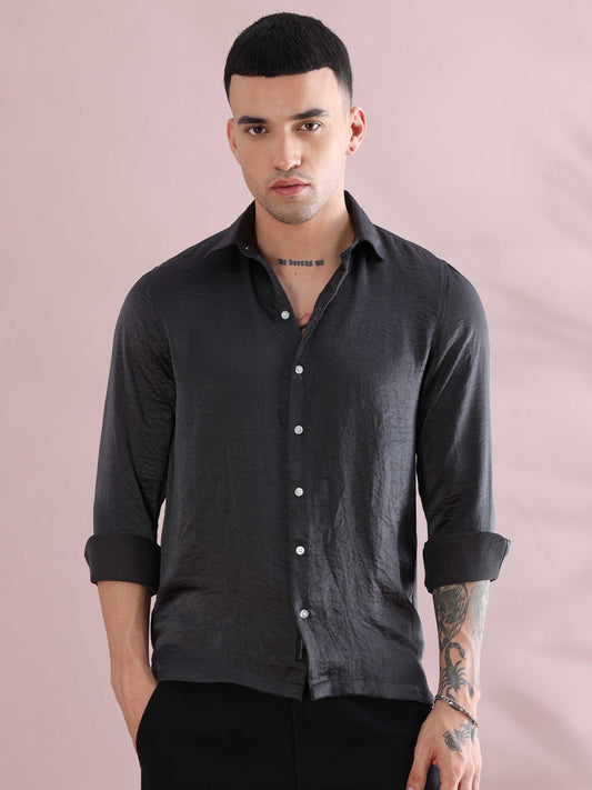 Grey Mens Solid Shirts