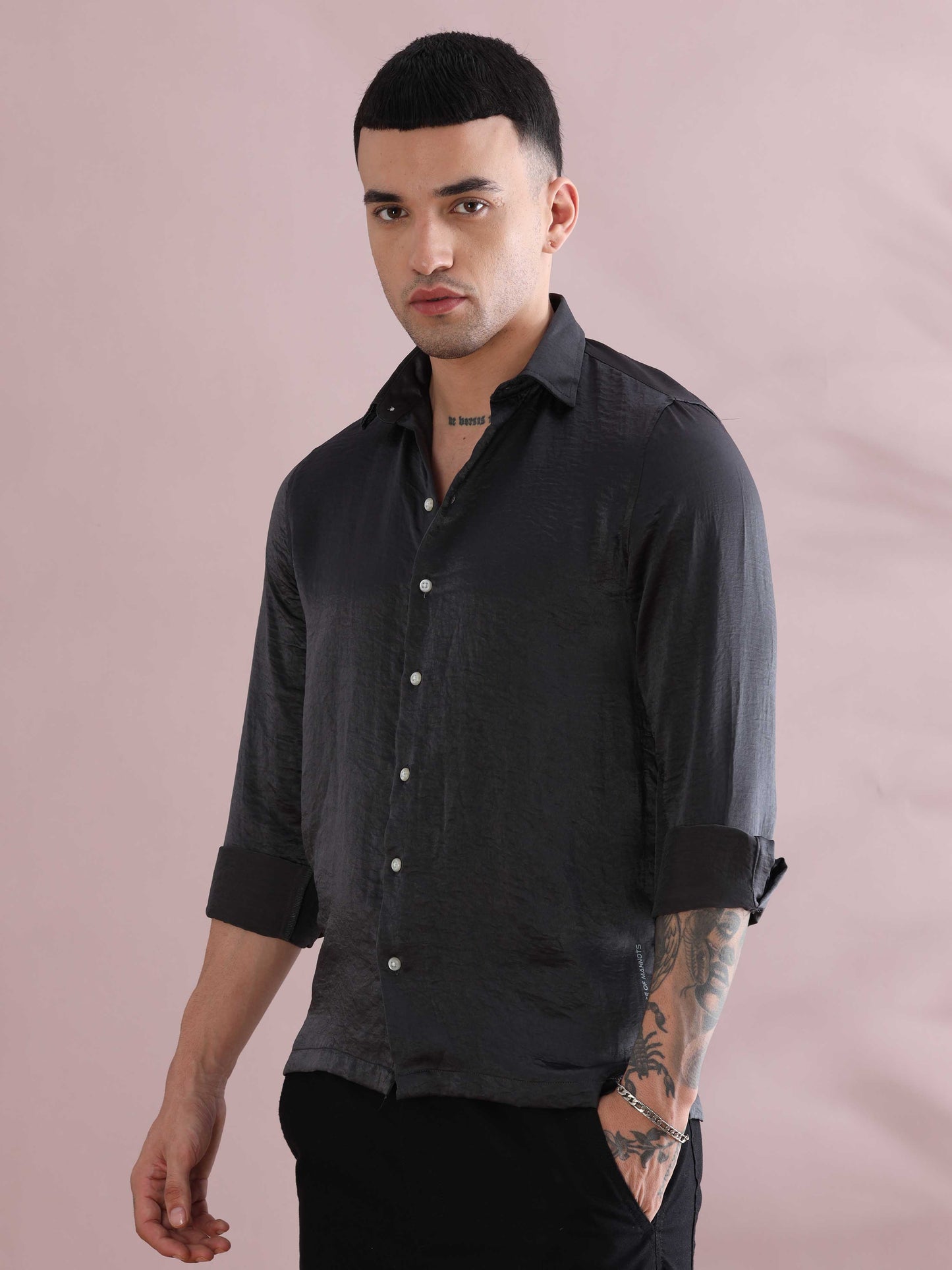 Grey Mens Solid Shirts