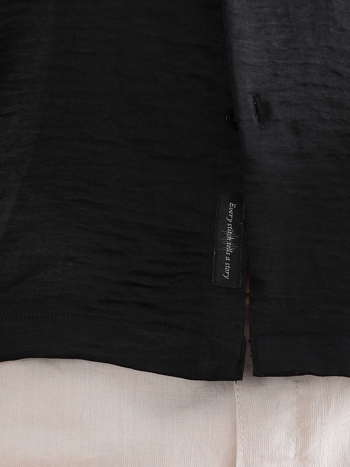 Yangon Black Imported NR Satin Crush Shirt