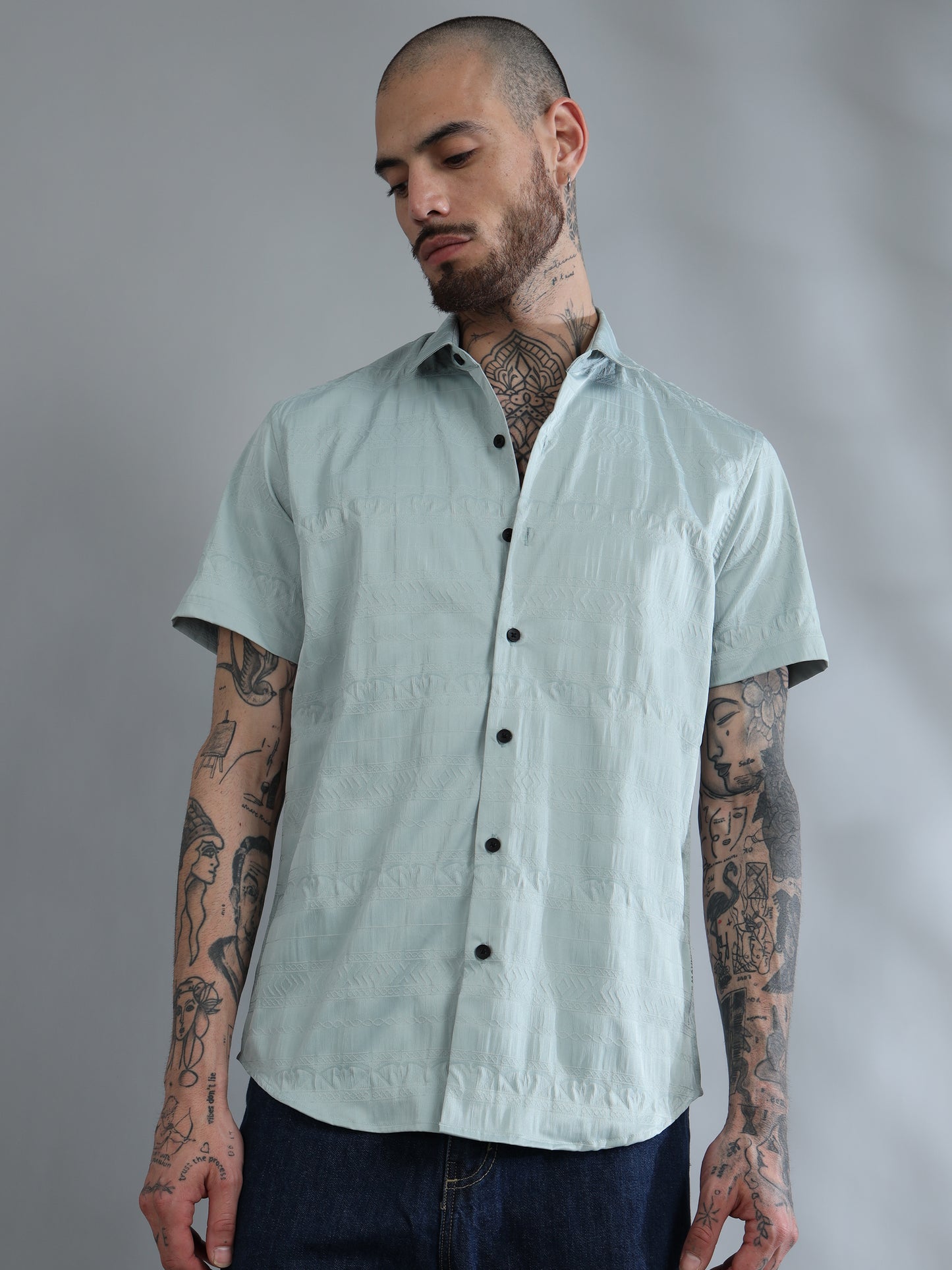 Greenland Cloudy Blue Solid Shirt