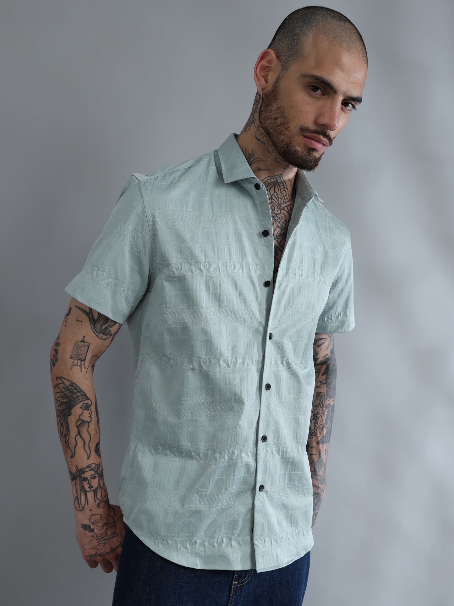 Greenland Cloudy Blue Solid Shirt