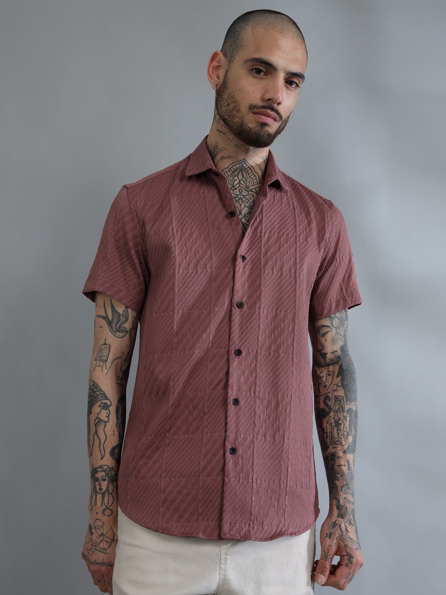 Greenland Dull Purple Solid Shirt