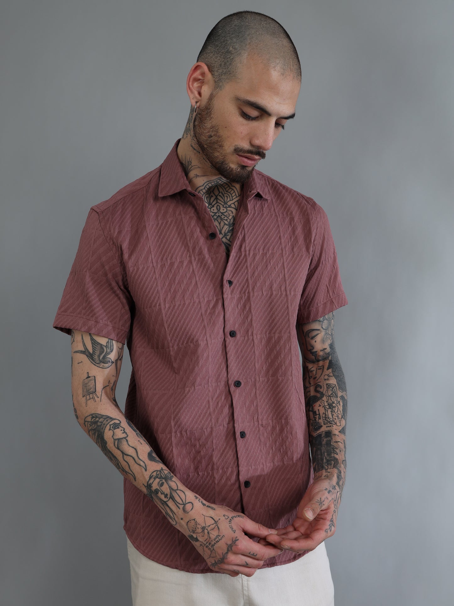 Greenland Dull Purple Solid Shirt