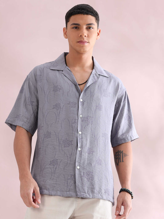 Glasgow Grey Cuban Collar Shirt