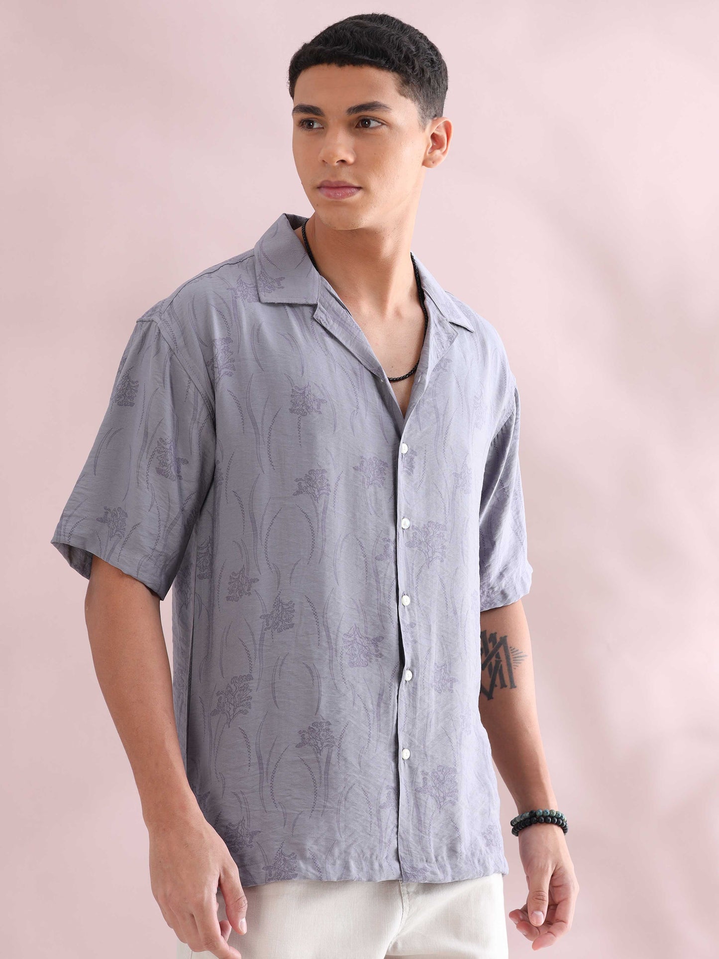 Glasgow Grey Cuban Collar Shirt