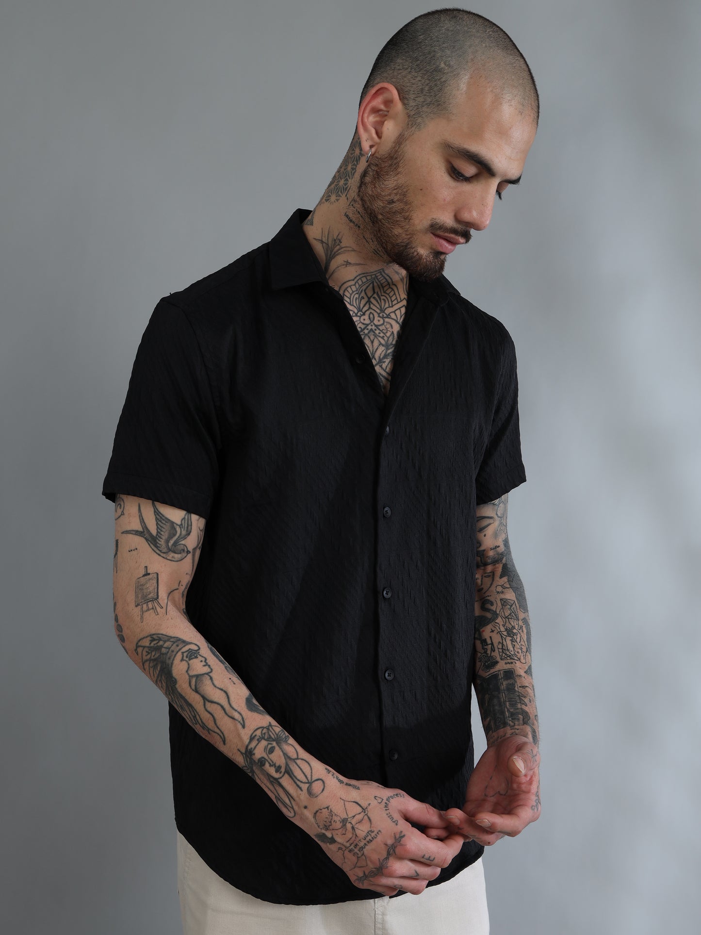 Greenland Black Solid Shirt