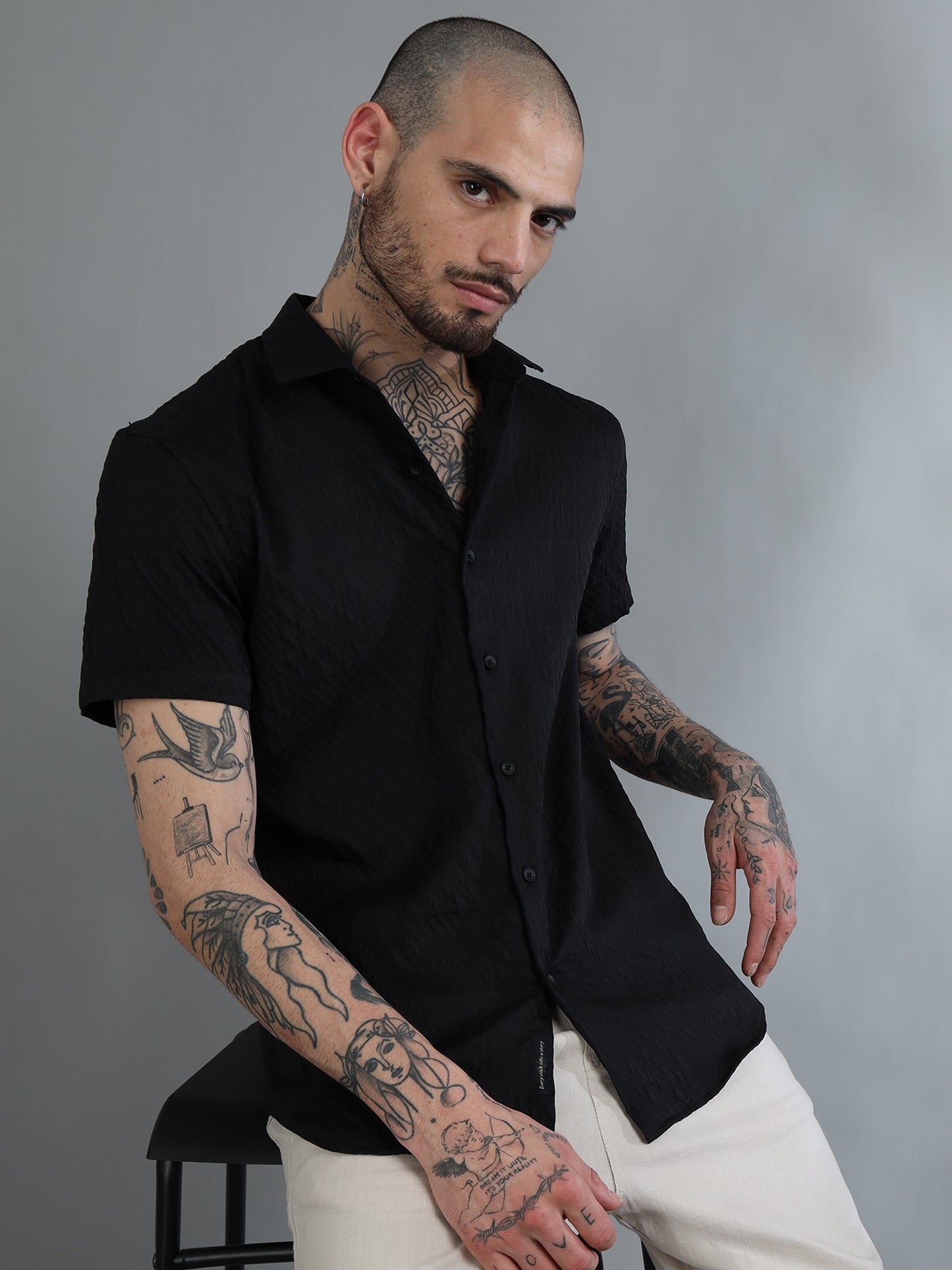 Greenland Black Solid Shirt