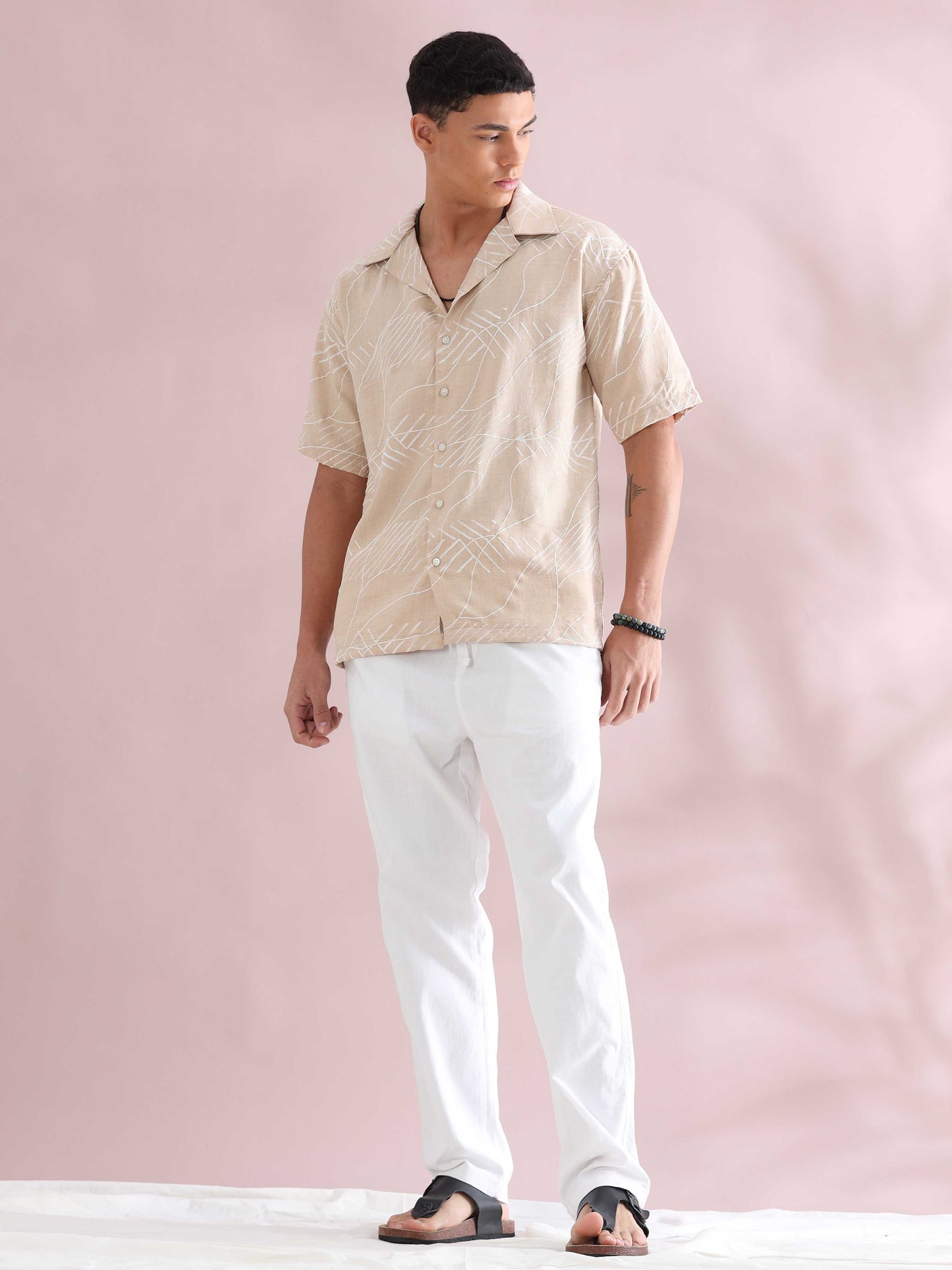 Glasgow Cream Cuban Collar Shirt