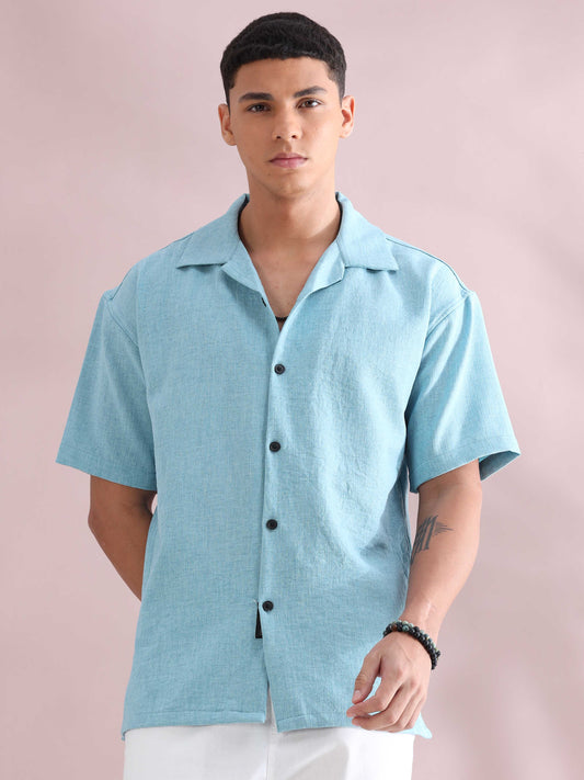 Eton Skyblue Cuban Collar Shirt