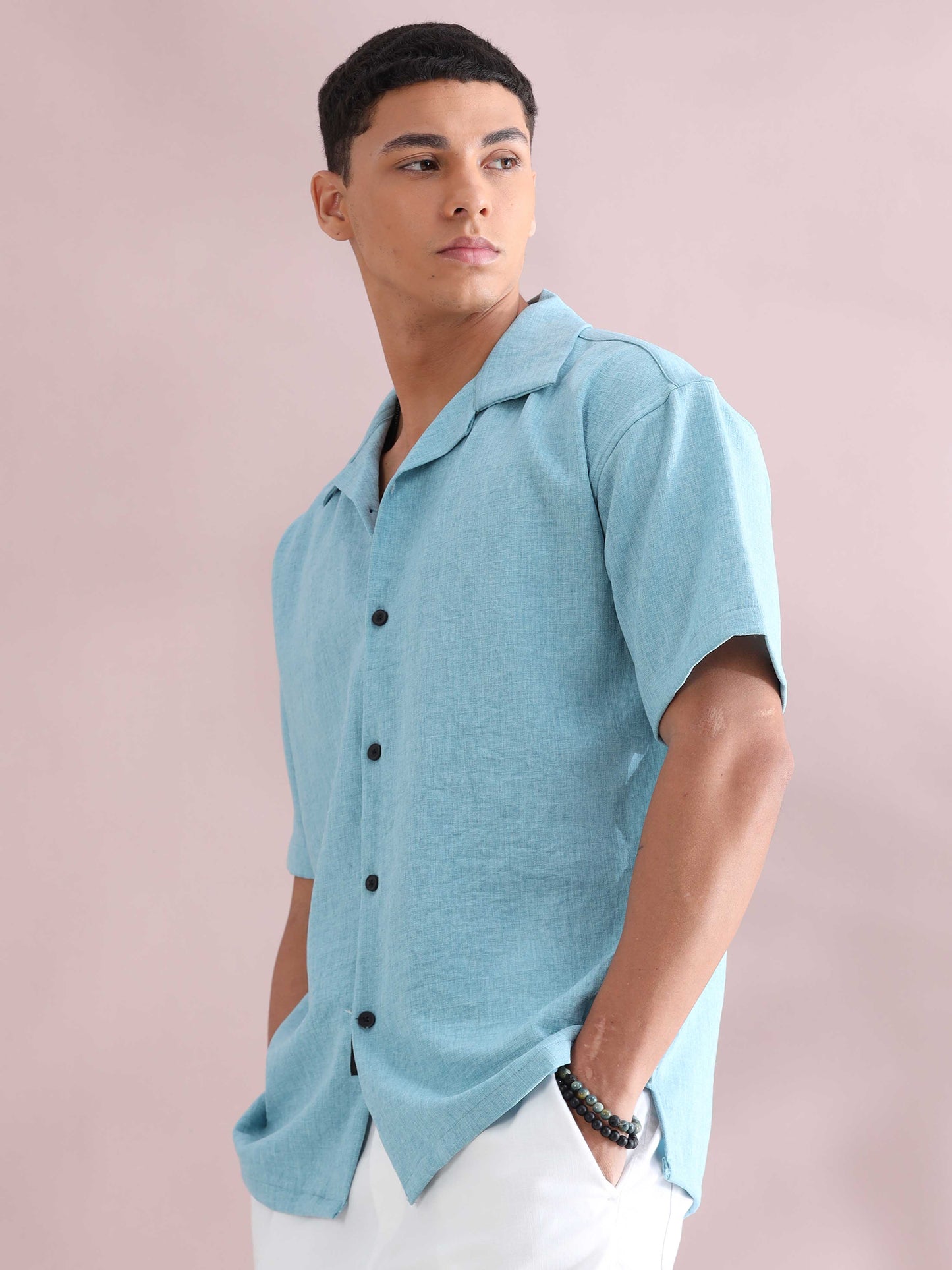 Eton Skyblue Cuban Collar Shirt